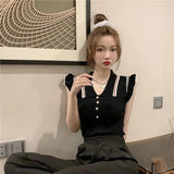 Fongt New Women's Summer Sleeveless Thin Polo Ice Silk Knitted Top Temperament Sexy Short Gentle Wind Bottoming