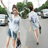 Chiffon Blouse Women 2019 Summer Digital Print Long Sun protection Shirt Female Elegant Casual Tops Chiffon Shirts