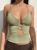 O Ring Cutout Crop Cami Top-Outfit