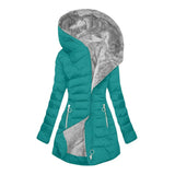 Fongt Wool Collar Zipper Long Sleeves To Keep Warm Hooded Coat Coat Cotton Women MG502