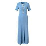 Fongt Escuse Side Spliced Round Collar Metal Buckle Knit Dress Women's Elastic Tights On The Ass
