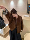 Fur One Lamb Wool Thick Advanced Sense Coat Female Autumn Winter 2024 New Korean Short Style Jacket-Outfit