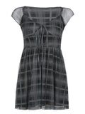 Checkered Swing Mini Dress-Outfit
