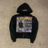 Fongt VERSAILLES Black Zipper Hoodie Casual Zipper Jacket