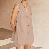 Fongt Summer New Cotton Sleeveless Shorts Pajamas Two Sets Of Fashion And Comfortable To Wear Women's Home Clothes