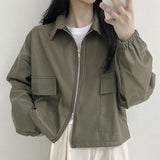Vintage Big Pocket Oversized Zip Up Jacket-Outfit