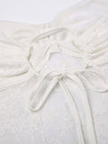 Lace See through Backless Tie Up Bandeau Top-Outfit