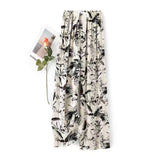 Fongt High-End Cotton Pyjamas Ladies Summer Thin Artificial Silk Home Leisure Long Trousers Straight Can Be Worn Outside