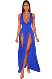 Summer Long Deep V Split Multi-color