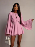 Fongt Women's New Fashion Temperament Show-Back Short Dress To The Waist Thin Dress