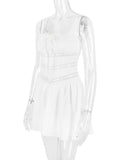 White Lace Patchwork Mini Dress-Outfit
