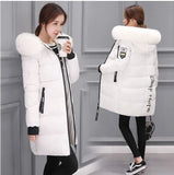 2024 Cotton-Padded Clothes Female Long Style Slim Thin Cotton Coat Big Size Big Wool Collar Thick Large Size Cotton-Padded Jacket Tide-Outfit