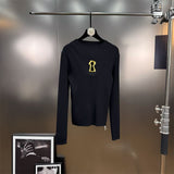 Fongt High-End Blouse In Autumn 2025 New Temperament Collar Metal Decorative Long-Sleeved Knitted Shirt Woman