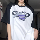 Star Graphic Raglan Short Sleeve Oversized Tee-Outfit