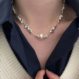 Galaxy Silver Pearl Necklace-Outfit