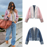 Fongt Women's Explosion French Vintage Printed Cotton Coat
