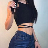 Waist Cross Rope Bare Back Small Sling Vest Short Umbilization Bottom Back Hollow