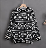 New 2021 Autumn Winter Women Sweaters Pullovers Fashionable Printed Oversized Vintage Jumpers Wild Lady Tops