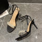 Fongt Fine Heel Shoes 2025 New Summer Sister Fried Street With Skirts With Toes With Sandals Female Thin Heel