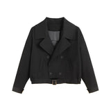 Fongt 2024 New Small Short Trench Coat Loose Suit Collar Women's Jacket-Outfit