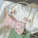 Pearl Bow Aesthetic Shoulder Bag-Outfit