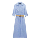 Fongt Explosion Woman With Belt Linen-Blend Shirt Dress