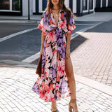 Fongt Summer Women's New Sexy High-Waist Fashion Print Open Skirt Dress Women