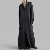 Fongt 2024 New Fashion Casual Wind Lapel Side Fork Design Sense Simple Versatile Long Sleeve Long Shirt Woman-Outfit
