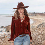 Fongt Golden Velvet Shirt Women's 2025 Long-Sleeved Velvet T-Shirt