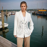 Fongt Temperament Suit 2025 Autumn New Fashion Niche Splicing Nail Drill Flower Senior Sense Blazer Woman