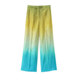Fongt Summer Tie-Dye Silk-Stained Shirt Trousers Set