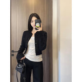 Fongt Scented Black Short Jacket Jacket Women Spring, Autumn And Winter Small Man Body And Cool And Chic Top