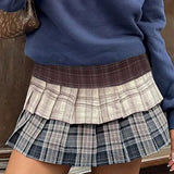 Plaid Print Pleated Mini Skirt-Outfit