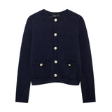 Fongt Women's 2025 New Fashion Gold Buckle Knitted Coat