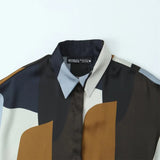 Fongt 2025 Women's New Temperament Silk Lily Texture Print Collar Shirt