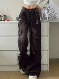 Punk Distressed Rivets Ripped Cargo