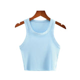 New Round Collar Solid Color Sports Short Blouse With A Slimmed Edge, A Small Vest.-Outfit