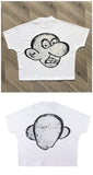 Boxy Fit Tee Cartoon Spoof Printing Beauty Trend Loose Long-Outfit