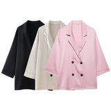 Fongt 2025 New Women's Wrinkle Effect Blazer + Trousers Fashion Suit
