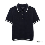 Fongt 2025 New Knitted Shirt Round-Neck Solid Color Loose Set Female Design