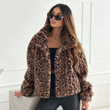 Fongt Explosion Women's Fashion Artificial Leopard Pieds Effect Short Jacket