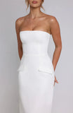 Solid Strapless Bodycon Midi Dress-Outfit