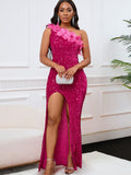 Fongt New Fashion Temperament Tagonal Banquet High Waist Open Fork Dress Dress