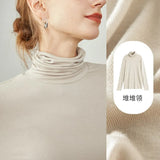 Women Pile Collar Solid Bottoming Shirt White Office Temperament Undershirt Women Winter Commuter Sweater