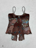 Fongt Cloth Forget Retro National Style Print Folded Bracing Strap Net Yarn Hottie Sexy Sling Suit