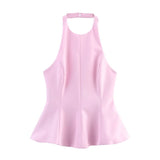 Fongt Women's Clothing INS Net Red Explosion Fashion Short-Term Under The Elastic Hanging Neck Top