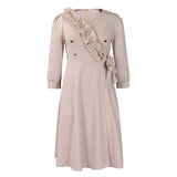 Fongt Women's Dress 2025 New Fashion Temperament Pure Color V Collar Folds High Waist Big Dress Dress Dress