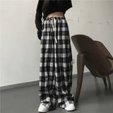 Harajuku Oversize Plaid Pants Women Korean Fashion Black White Checked Trousers For Female Fall 2022 Wide Leg