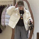 Advanced Sense Short Down Jacket Female Winter 2024 New Small Standing Collar Versatile White Duck Down Warm Coat Qiao-Outfit