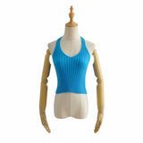 New Multicolor V-Collar Neck Suspender Summer Solid Color Bare Back Short Style Exposed Navel Wiped Chest Girl-Outfit